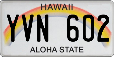 HI license plate YVN602