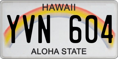 HI license plate YVN604