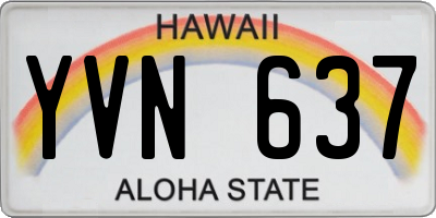 HI license plate YVN637