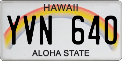 HI license plate YVN640