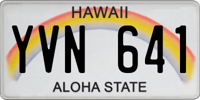 HI license plate YVN641