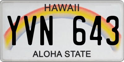 HI license plate YVN643