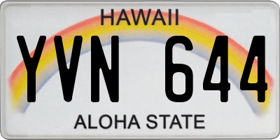 HI license plate YVN644