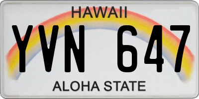 HI license plate YVN647