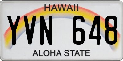 HI license plate YVN648