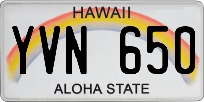 HI license plate YVN650