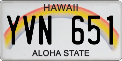 HI license plate YVN651
