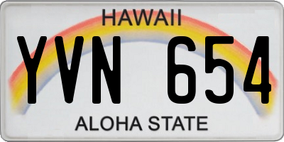HI license plate YVN654