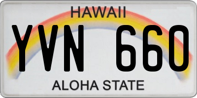 HI license plate YVN660