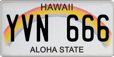HI license plate YVN666