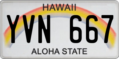 HI license plate YVN667