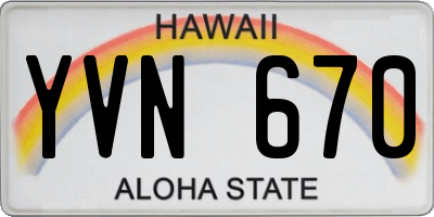 HI license plate YVN670