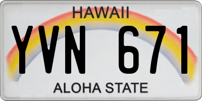 HI license plate YVN671