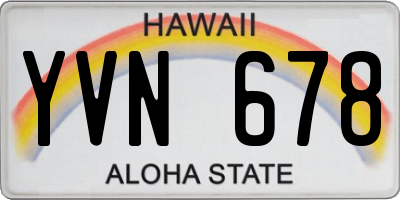 HI license plate YVN678