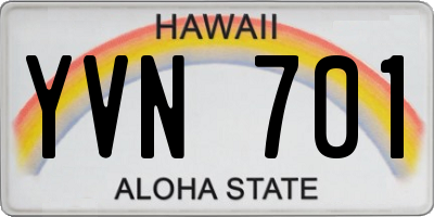 HI license plate YVN701