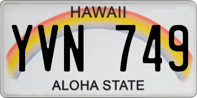 HI license plate YVN749