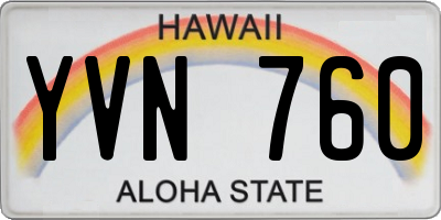 HI license plate YVN760