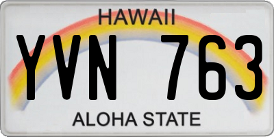 HI license plate YVN763
