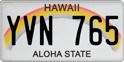 HI license plate YVN765