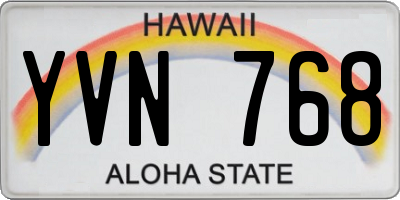 HI license plate YVN768