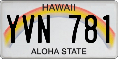 HI license plate YVN781