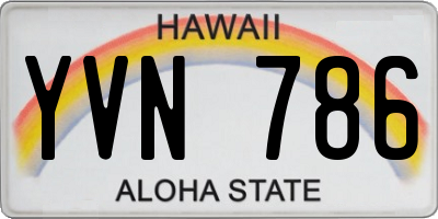 HI license plate YVN786