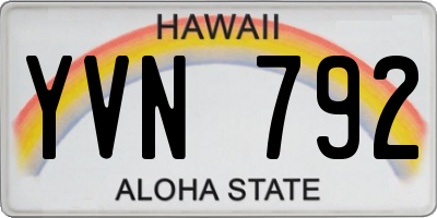 HI license plate YVN792