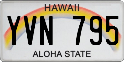 HI license plate YVN795