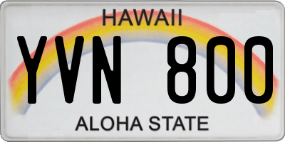 HI license plate YVN800