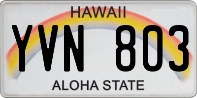 HI license plate YVN803