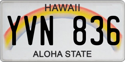 HI license plate YVN836