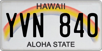 HI license plate YVN840