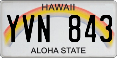 HI license plate YVN843