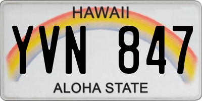 HI license plate YVN847