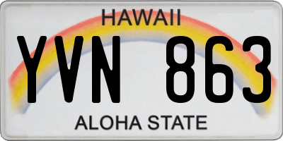 HI license plate YVN863