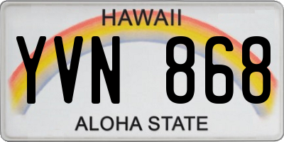 HI license plate YVN868