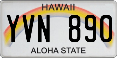 HI license plate YVN890