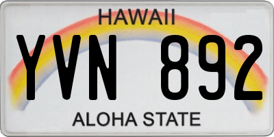 HI license plate YVN892