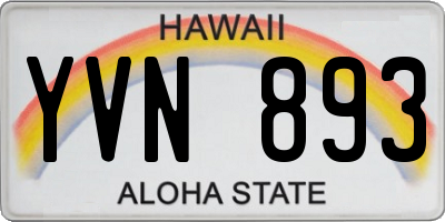 HI license plate YVN893