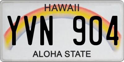 HI license plate YVN904