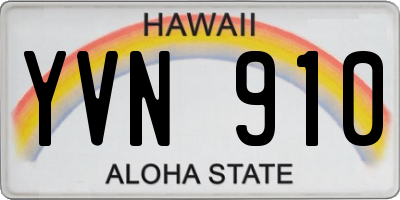 HI license plate YVN910