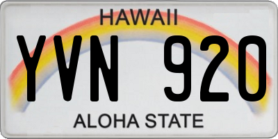HI license plate YVN920