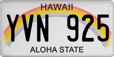 HI license plate YVN925