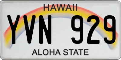 HI license plate YVN929