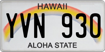 HI license plate YVN930