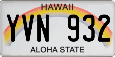 HI license plate YVN932