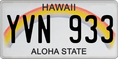 HI license plate YVN933