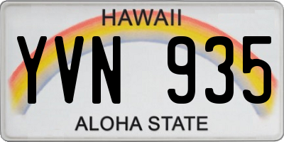 HI license plate YVN935