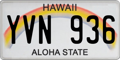 HI license plate YVN936