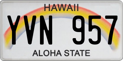 HI license plate YVN957